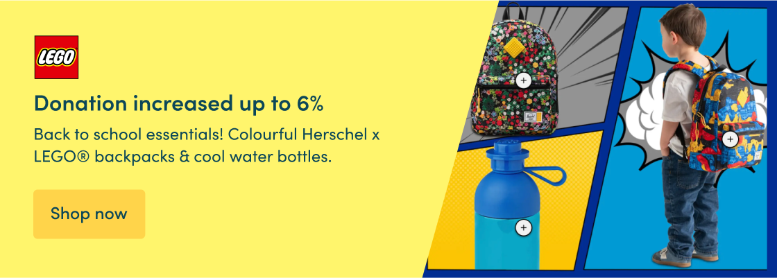 Back to school essentials! Colourful Herschel x LEGO® backpacks & cool water bottles.
