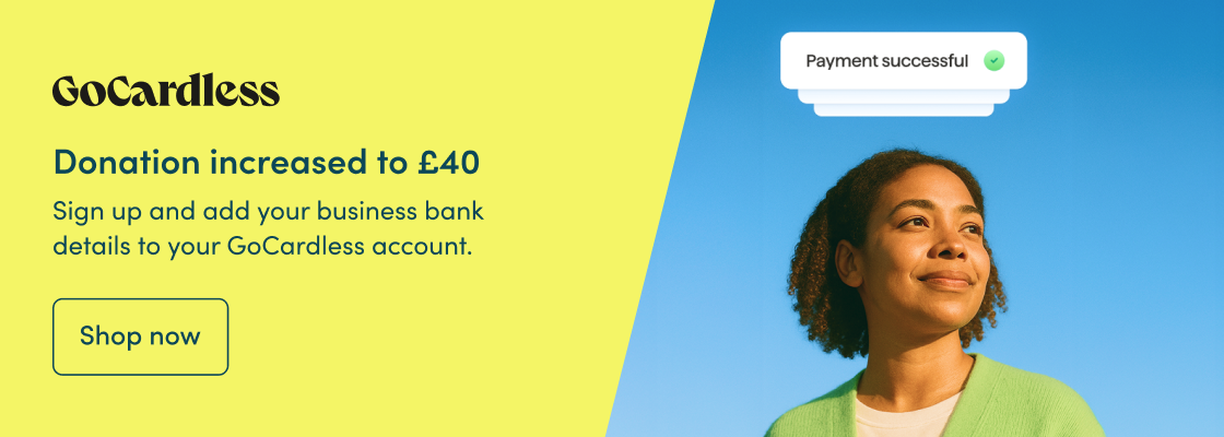Sign up and add your business bank details to your GoCardless account.