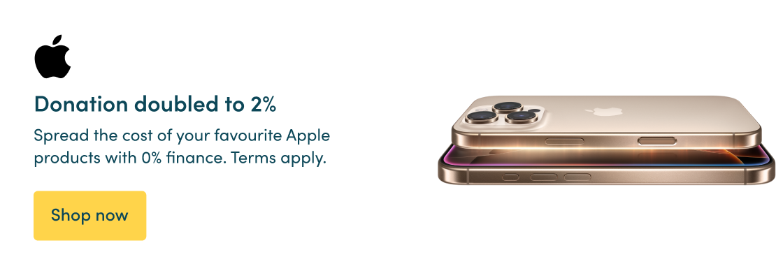 Spread the cost of your favourite Apple products with 0% finance. Terms apply.
