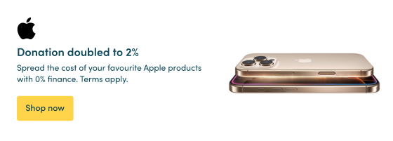 Spread the cost of your favourite Apple products with 0% finance. Terms apply.