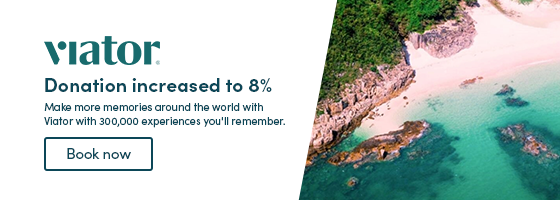 Make more memories around the world with Viator with 300,000 experiences you'll remember.  Donation increased to 8%  Book now.