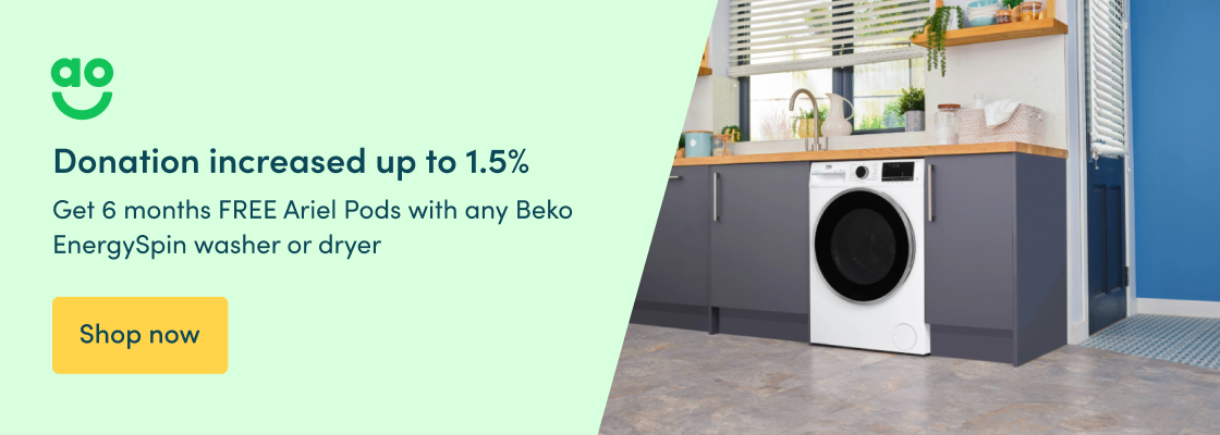 Get 6 months FREE Ariel Pods with any Beko EnergySpin washer or dryer