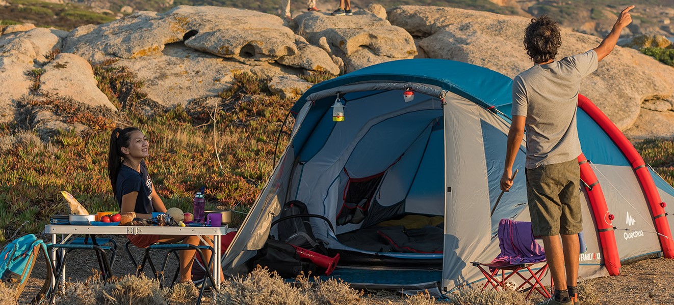 Two people camping